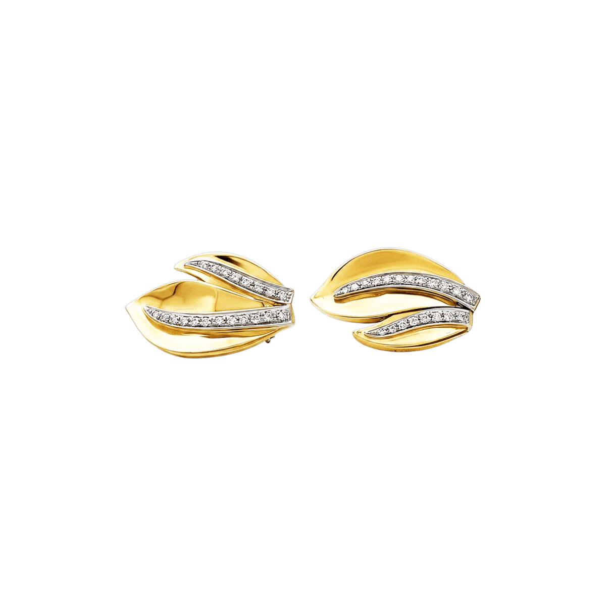 Boucles d'oreilles Clips en or blanc, or jaune et diamants - Castafiore