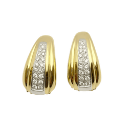 Boucles d'oreilles Clips en or blanc, or jaune et diamants - Castafiore