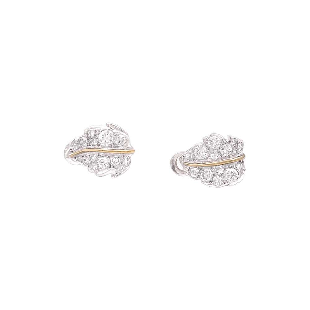 Boucles d'oreilles Clips en or blanc, or jaune et diamants - Castafiore