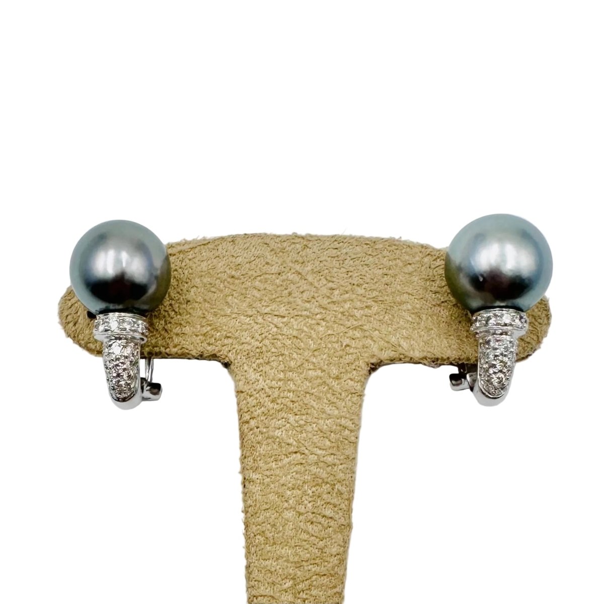 Boucles d'oreilles Clips en or blanc, perles et diamants - Castafiore