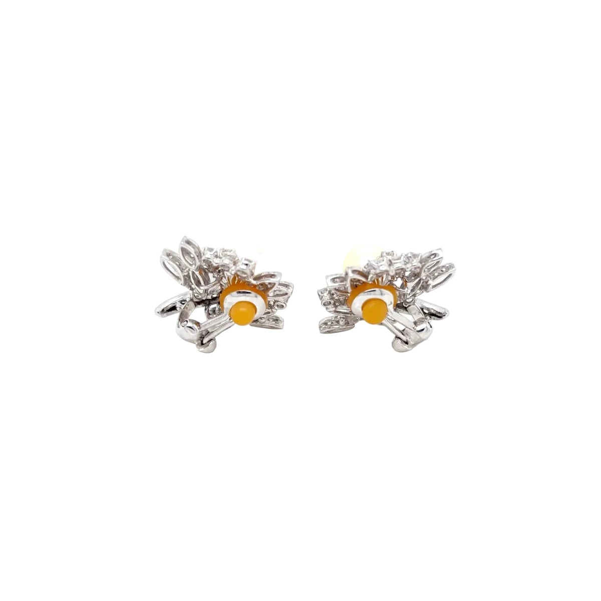 Boucles d'oreilles Clips en or blanc, perles et diamants - Castafiore