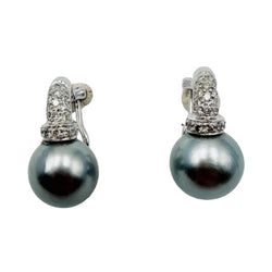 Boucles d'oreilles Clips en or blanc, perles et diamants - Castafiore