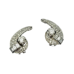 Earrings Clips in white gold, paltinium and diamonds - Castafiore