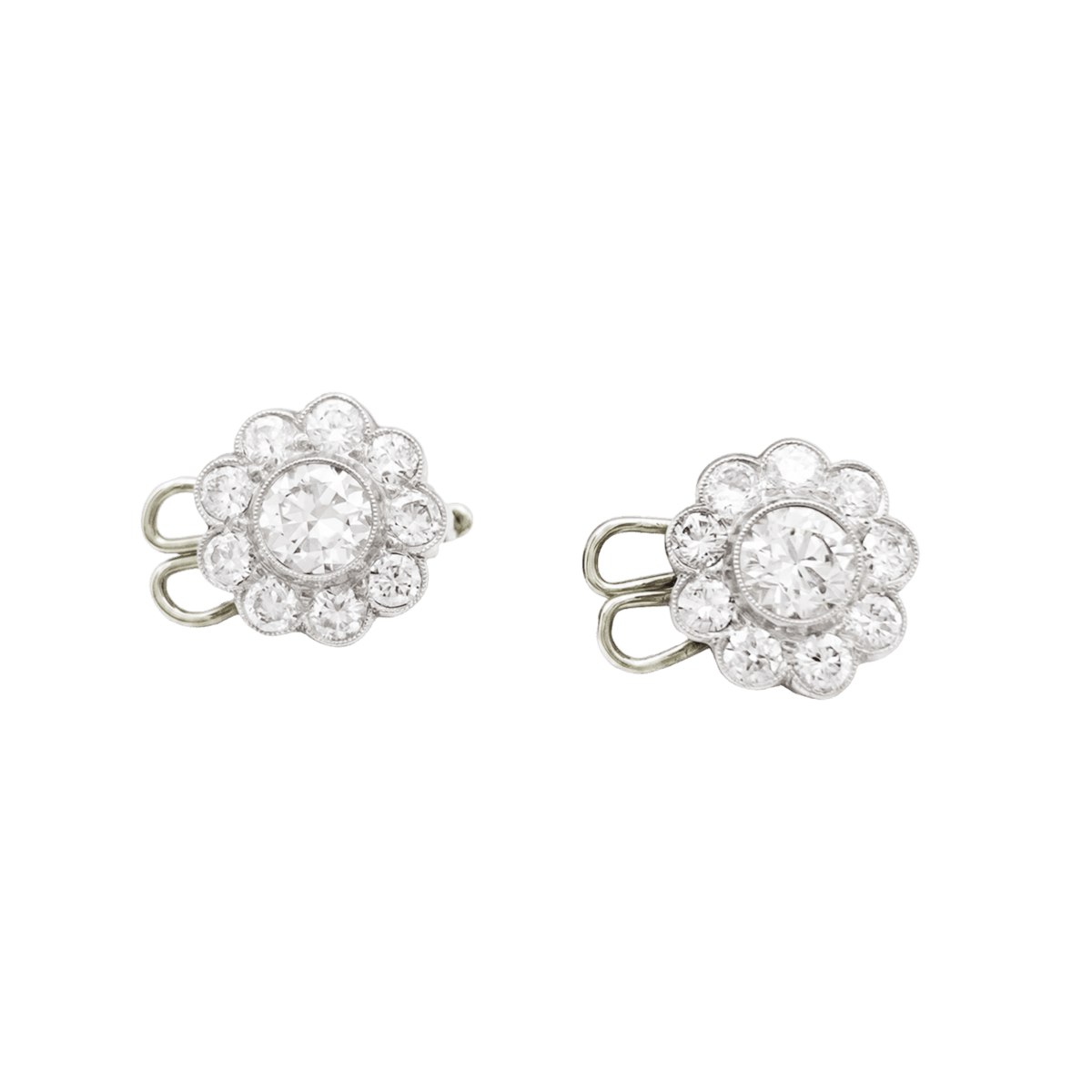 Boucles d'oreilles Clips en or blanc, platine et diamants - Castafiore
