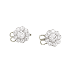 Boucles d'oreilles Clips en or blanc, platine et diamants - Castafiore