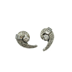 Earrings Clips in white gold, paltinium and diamonds - Castafiore