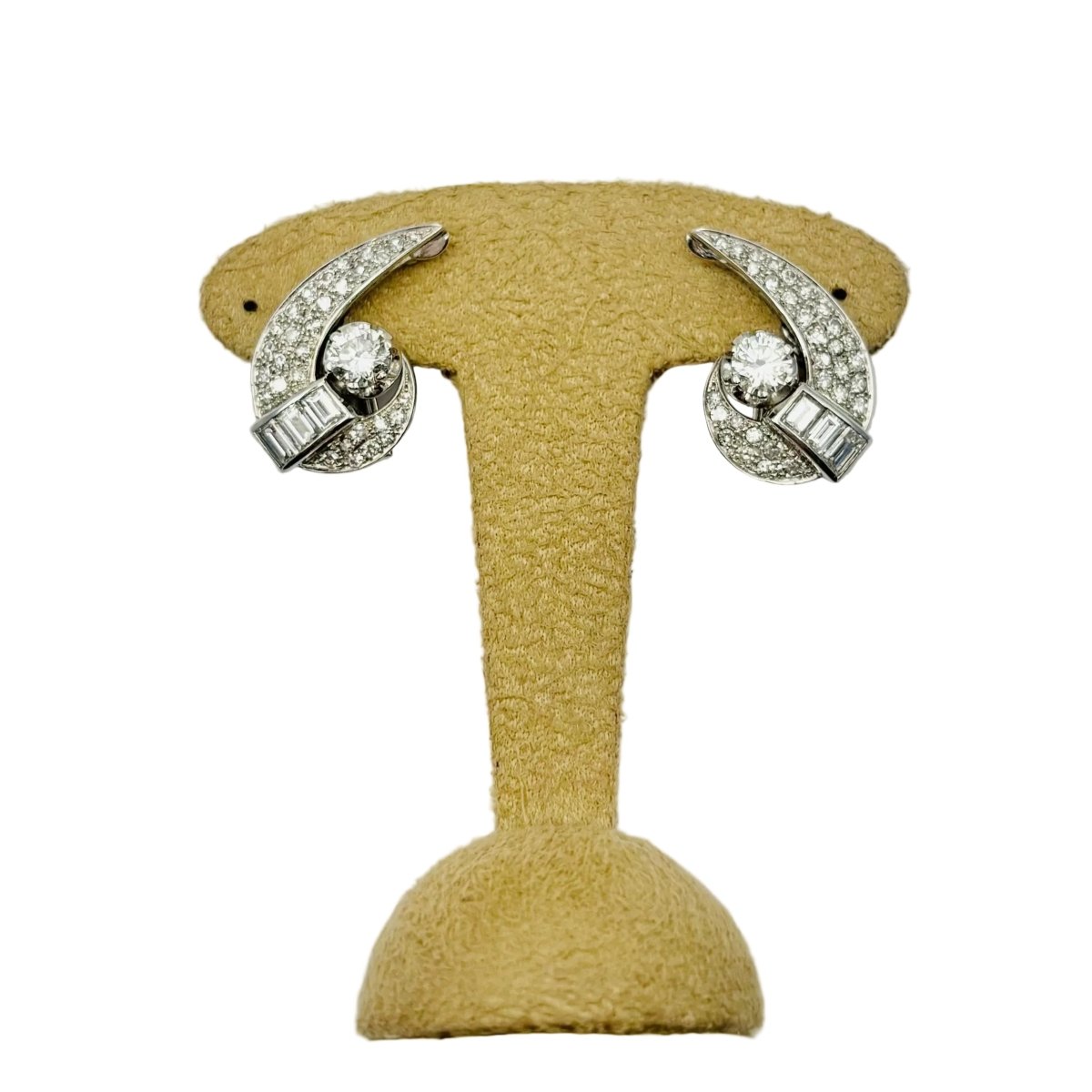 Earrings Clips in white gold, paltinium and diamonds - Castafiore