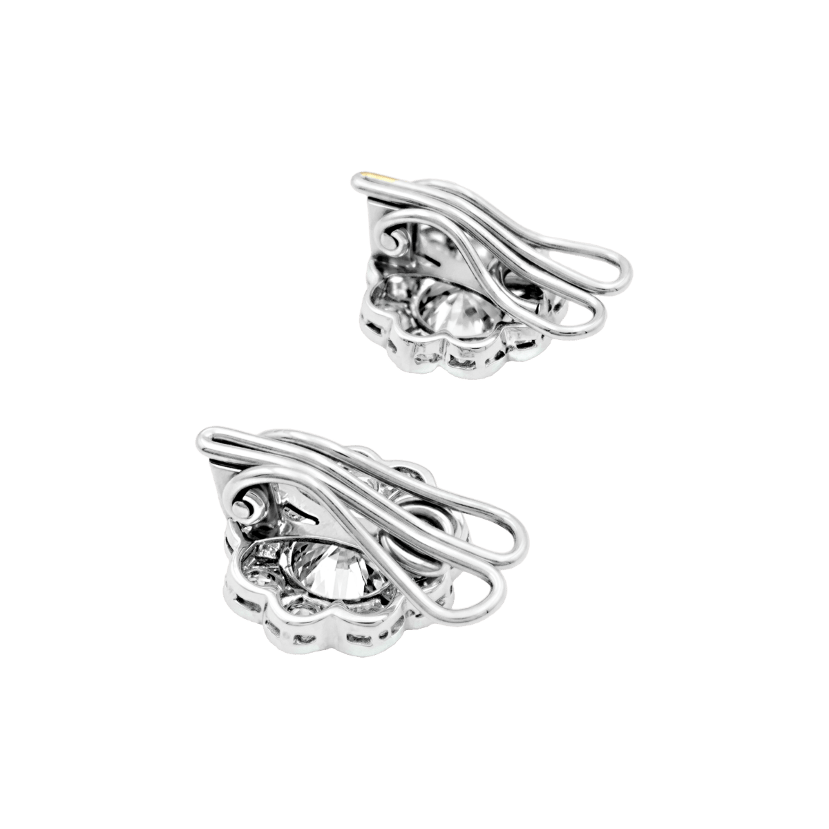 Boucles d'oreilles Clips en or blanc, platine et diamants - Castafiore