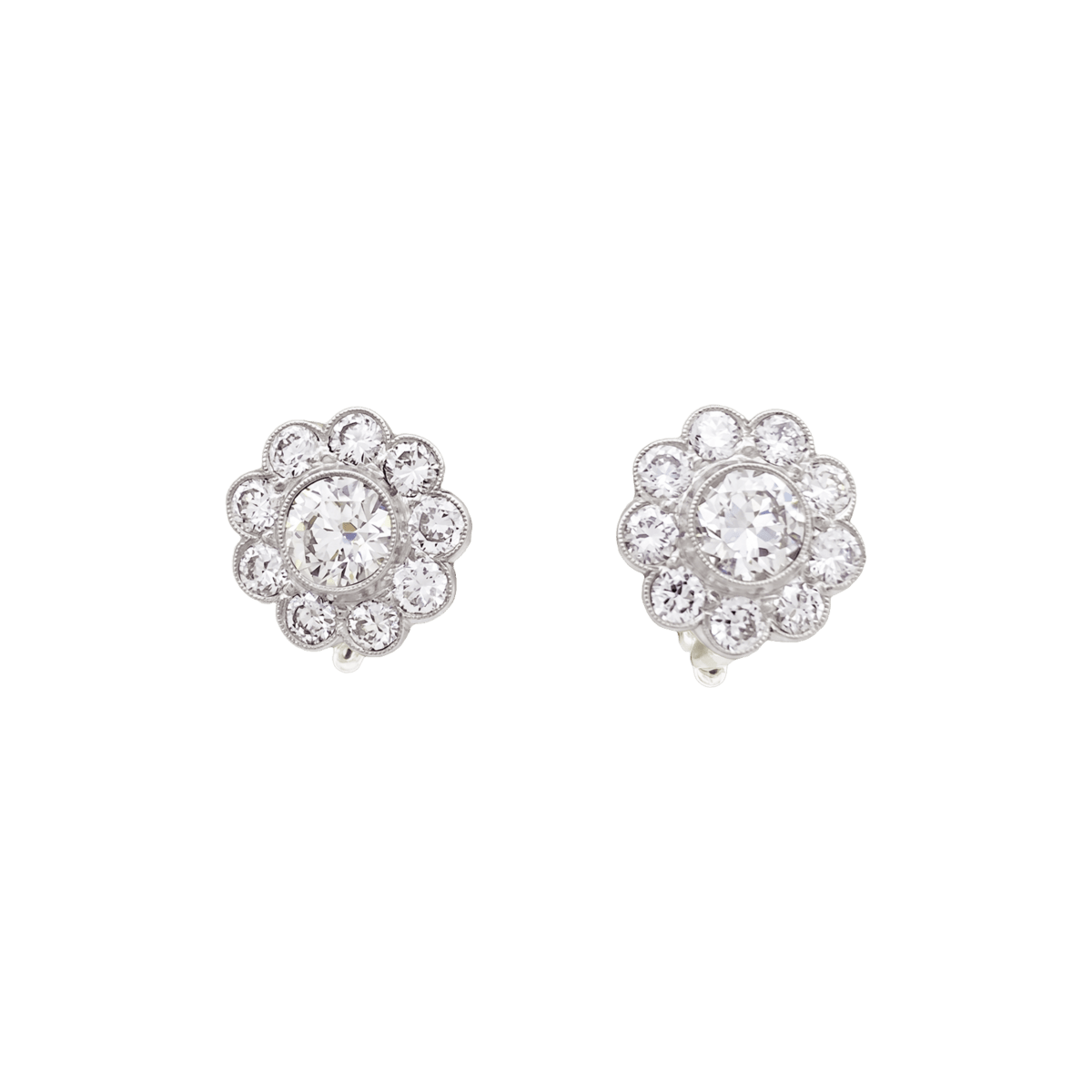 Boucles d'oreilles Clips en or blanc, platine et diamants - Castafiore