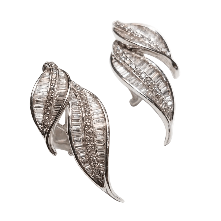Boucles d'oreilles Clips en or blanc, platine et diamants - Castafiore