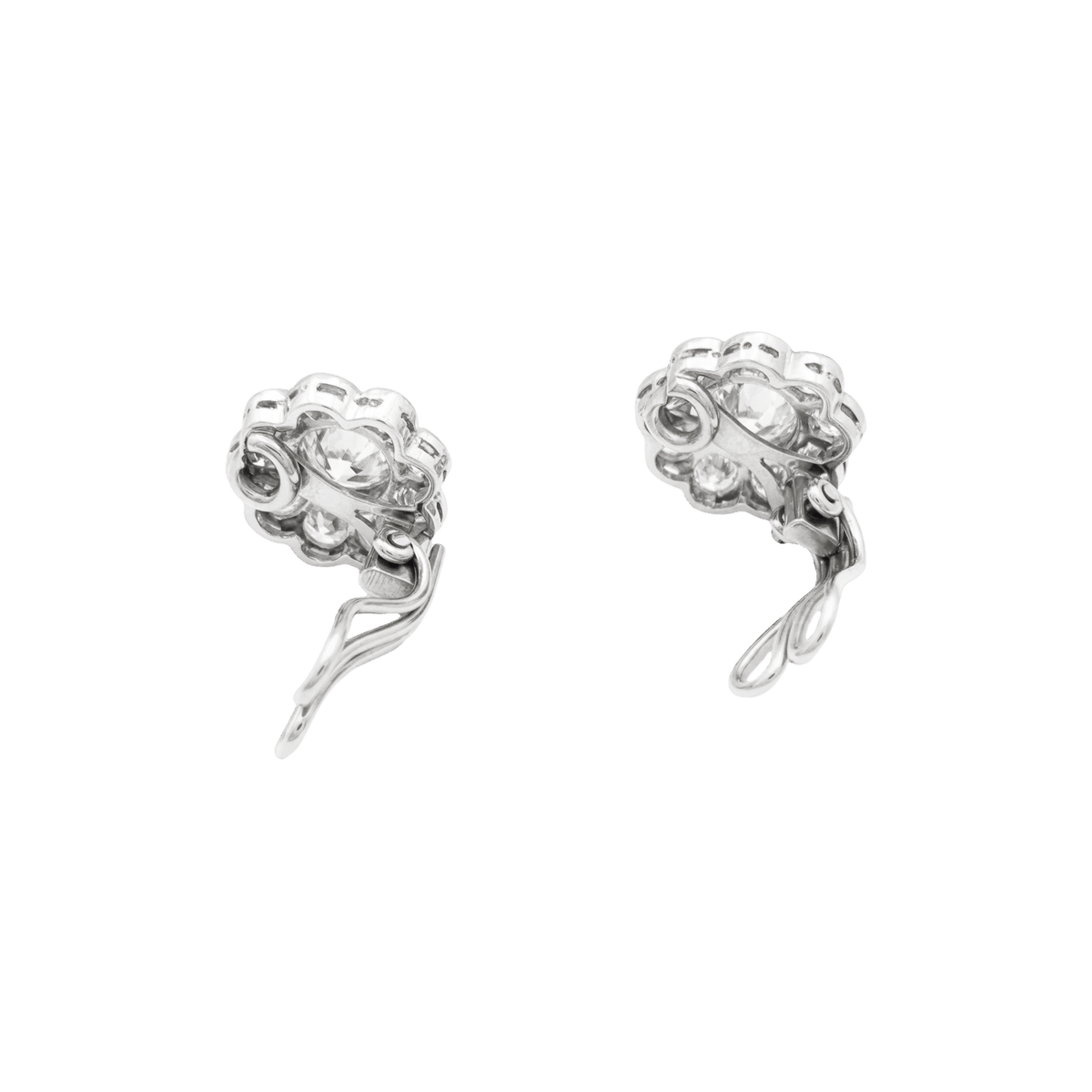 Boucles d'oreilles Clips en or blanc, platine et diamants - Castafiore