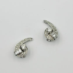 Earrings Clips in white gold, paltinium and diamonds - Castafiore