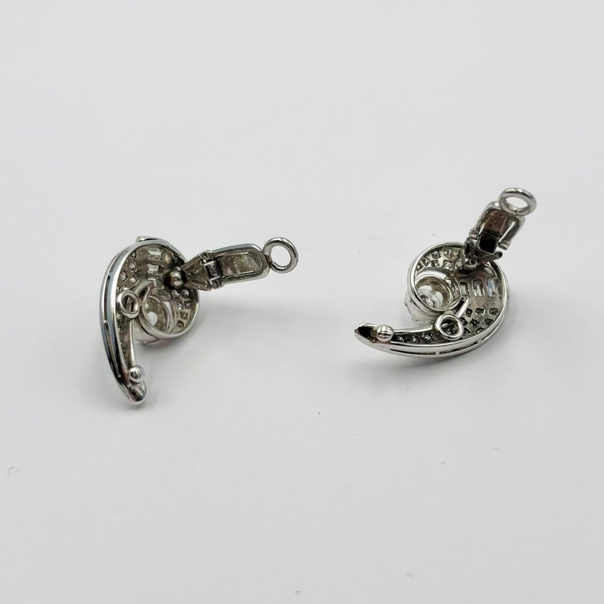 Earrings Clips in white gold, paltinium and diamonds - Castafiore