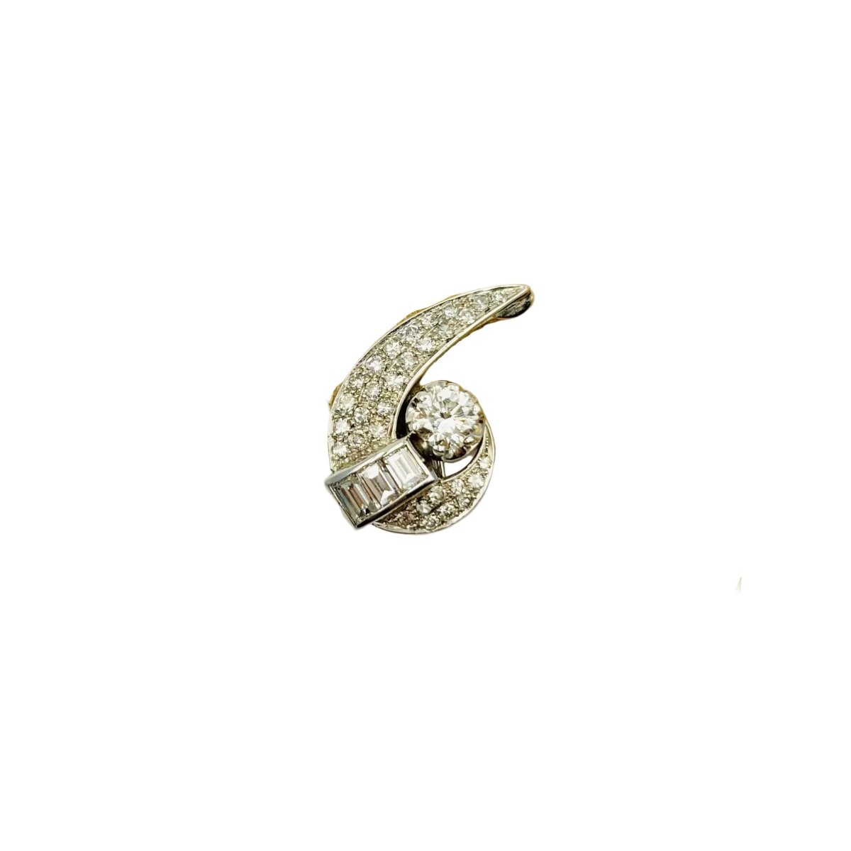 Earrings Clips in white gold, paltinium and diamonds - Castafiore