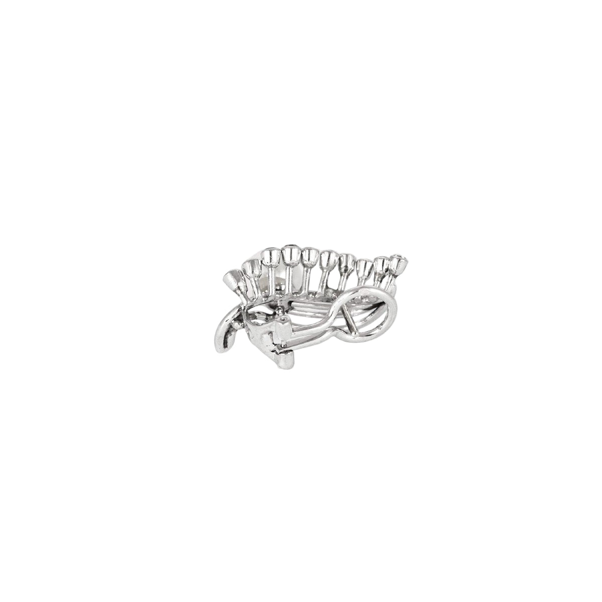 Boucles d'oreilles Clips en or blanc, platine, perles et diamants - Castafiore