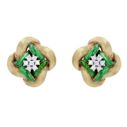 Boucles d'oreilles Clips en or jaune, émail et diamants - Castafiore