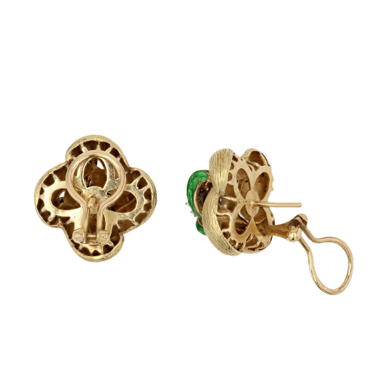 Boucles d'oreilles Clips en or jaune, émail et diamants - Castafiore