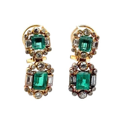 Boucles d'oreilles Clips en or jaune, émeraudes et diamants - Castafiore