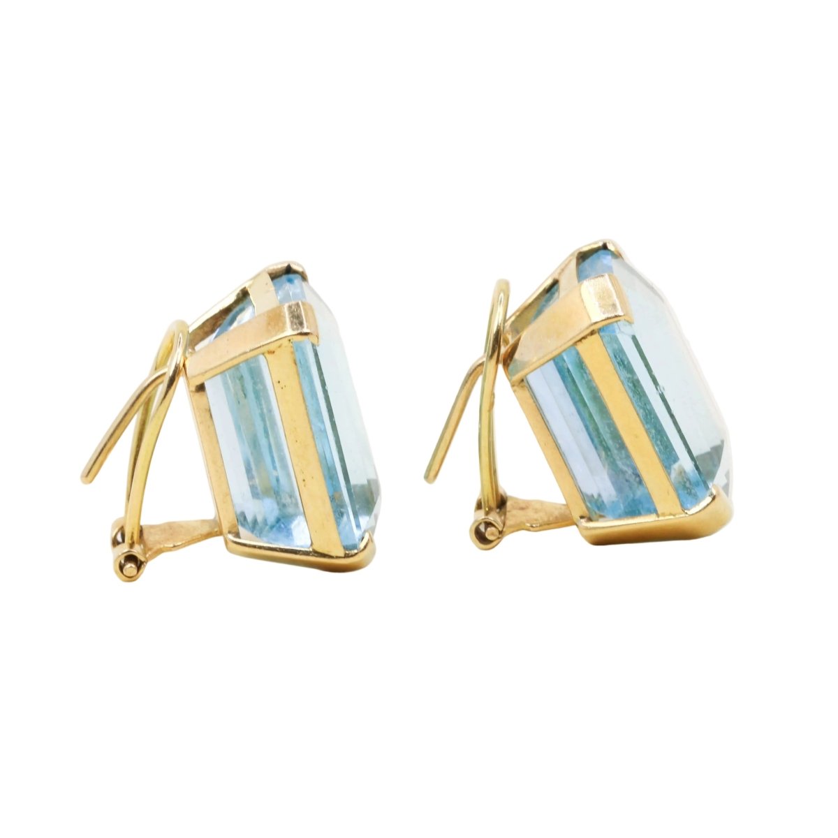 Boucles d'oreilles Clips en or jaune et aigues-marines - Castafiore