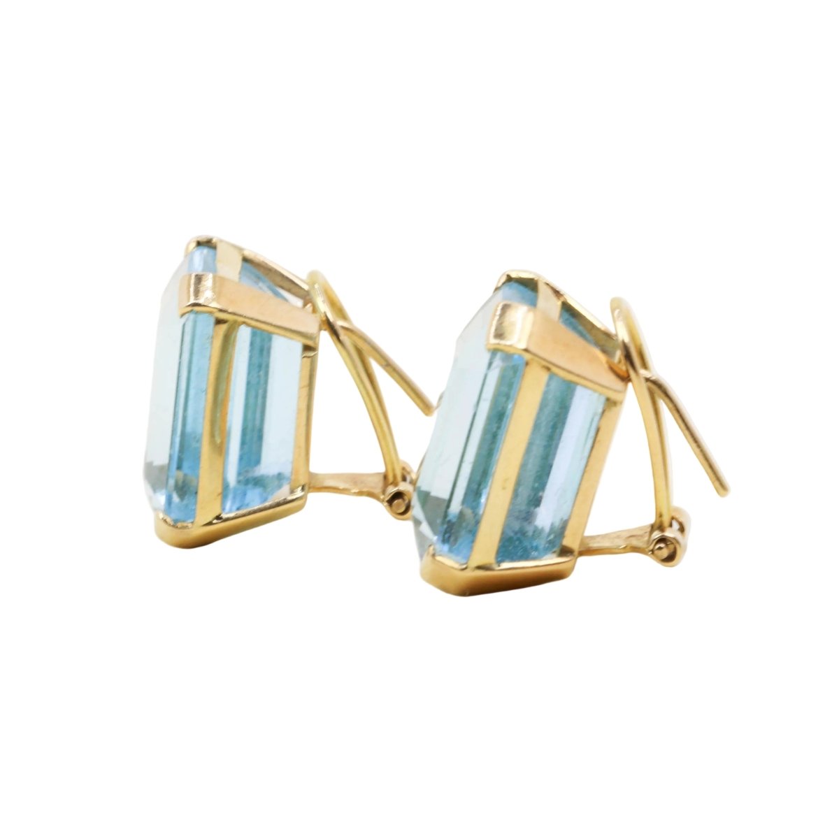Boucles d'oreilles Clips en or jaune et aigues-marines - Castafiore