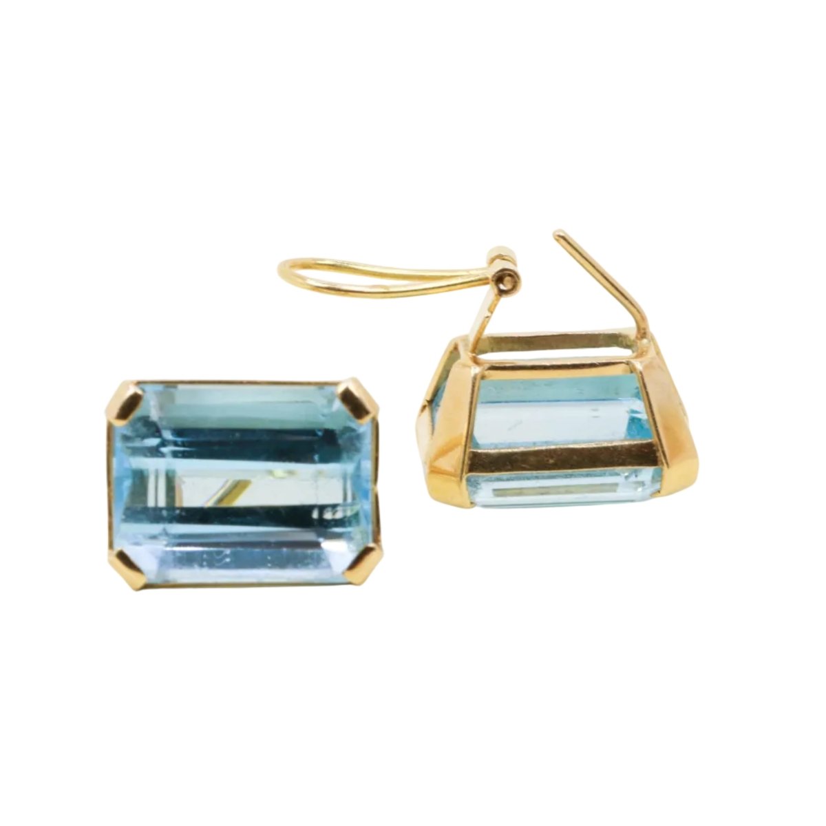 Boucles d'oreilles Clips en or jaune et aigues-marines - Castafiore