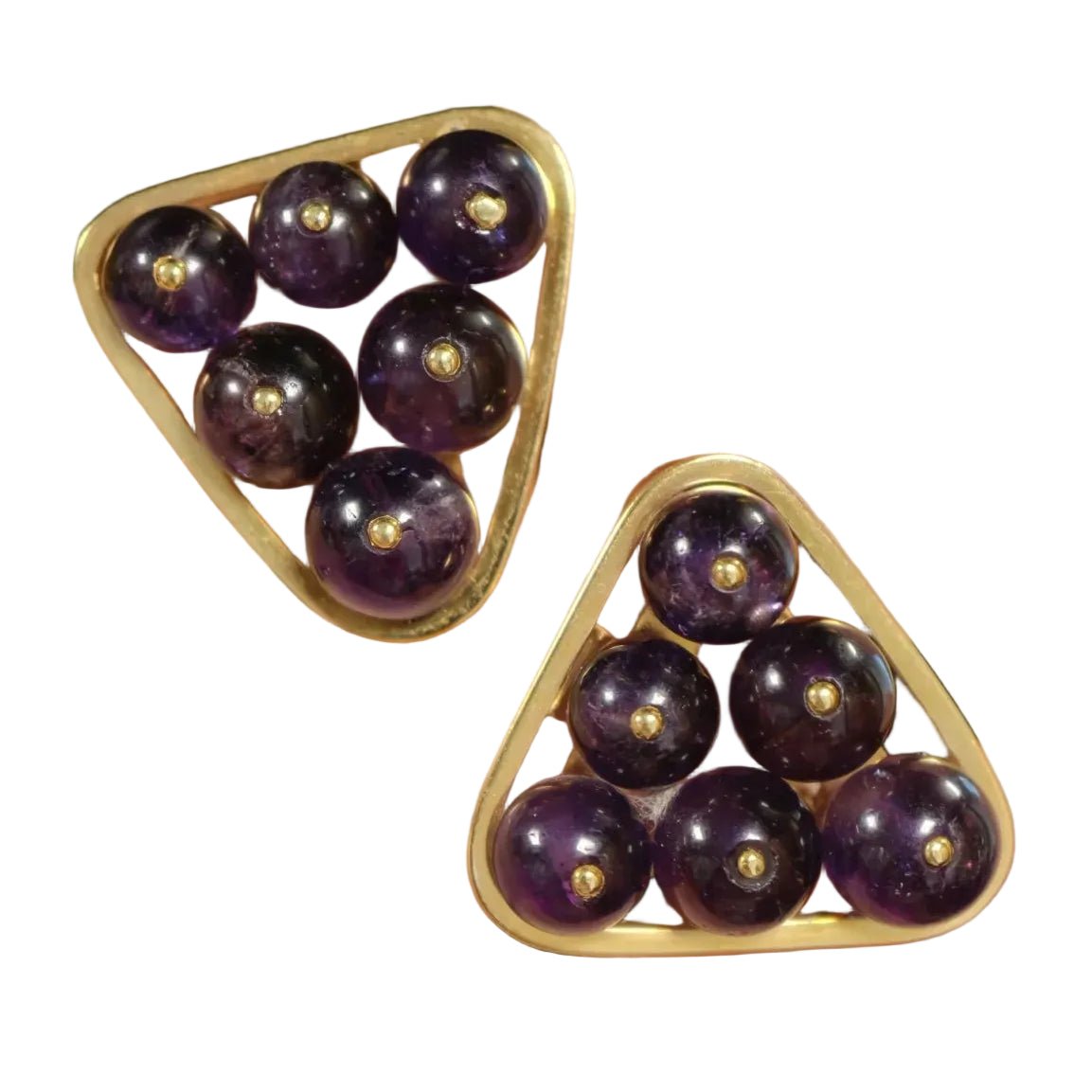 Boucles d'oreilles Clips en or jaune et améthystes - Castafiore