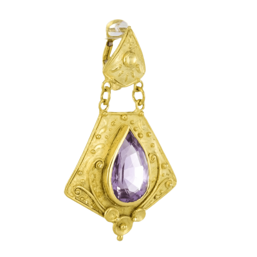 Boucles d'oreilles Clips en or jaune et améthystes - Castafiore