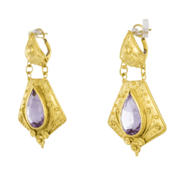 Boucles d'oreilles Clips en or jaune et améthystes - Castafiore