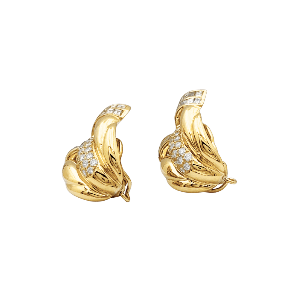 Boucles d'oreilles Clips en or jaune et diamants - Castafiore