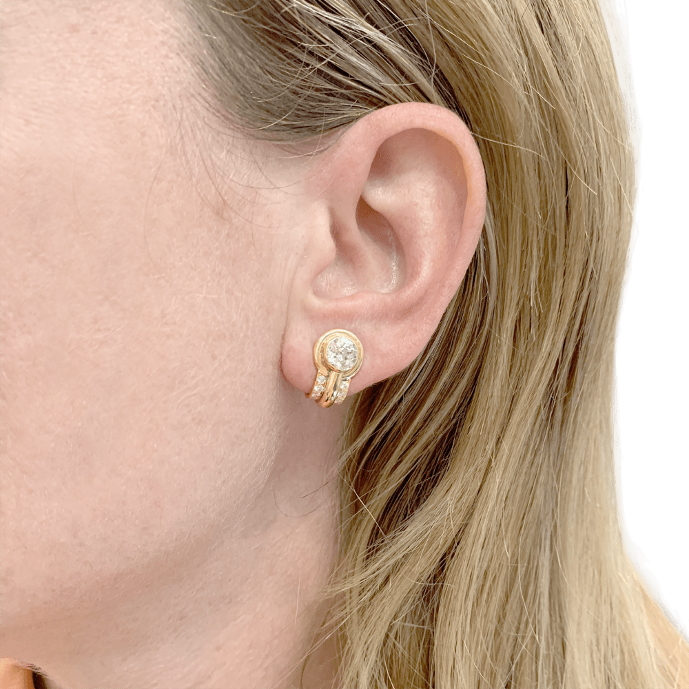Boucles d'oreilles Clips en or jaune et diamants - Castafiore
