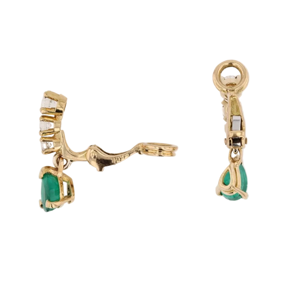 Boucles d'oreilles clips en or jaune et émeraude - Castafiore