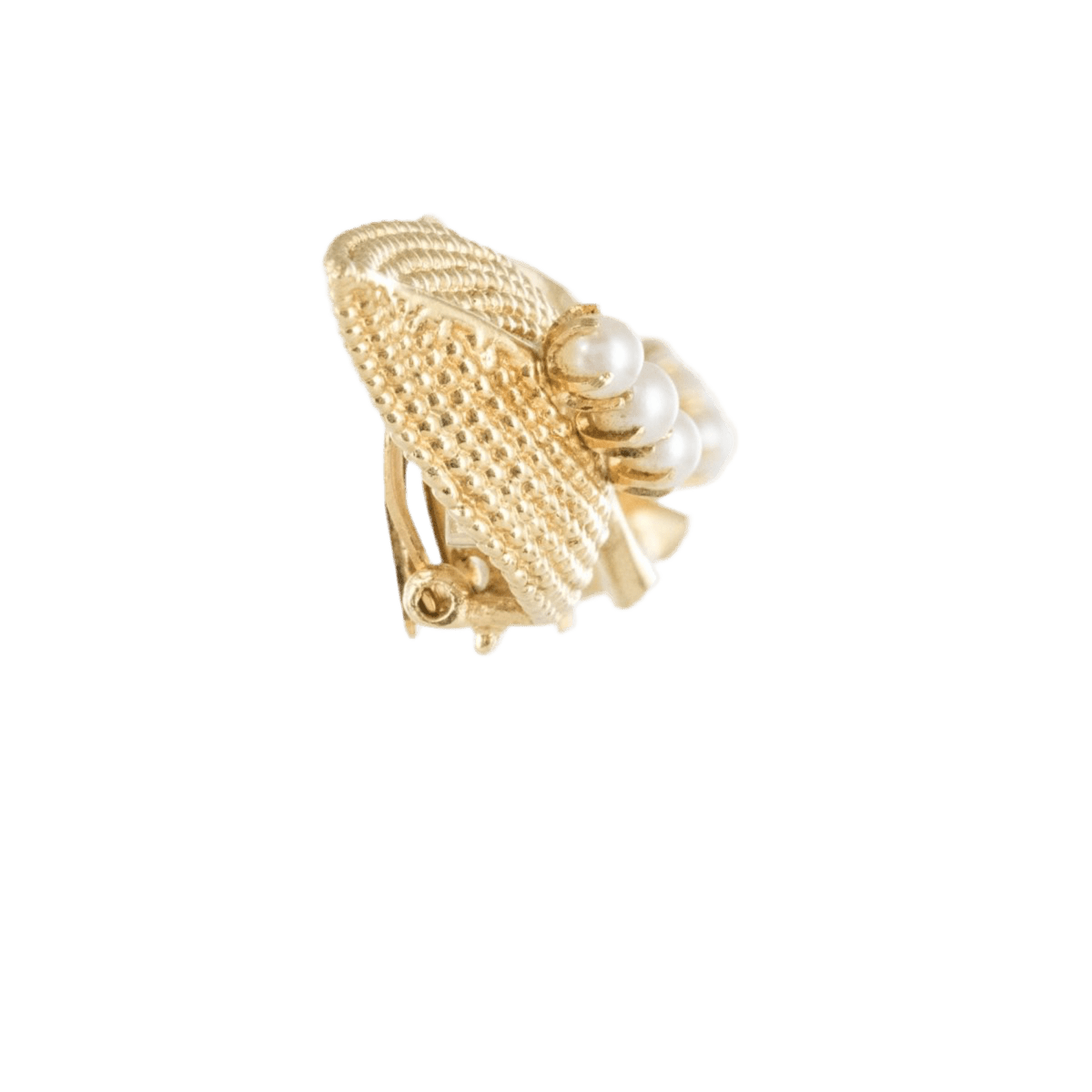 Boucles d'oreilles Clips en or jaune et perles - Castafiore