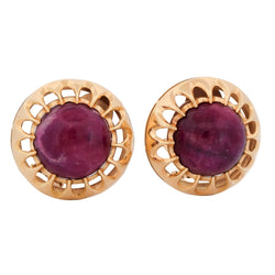 Boucles d'oreilles Clips en or jaune et rubis - Castafiore