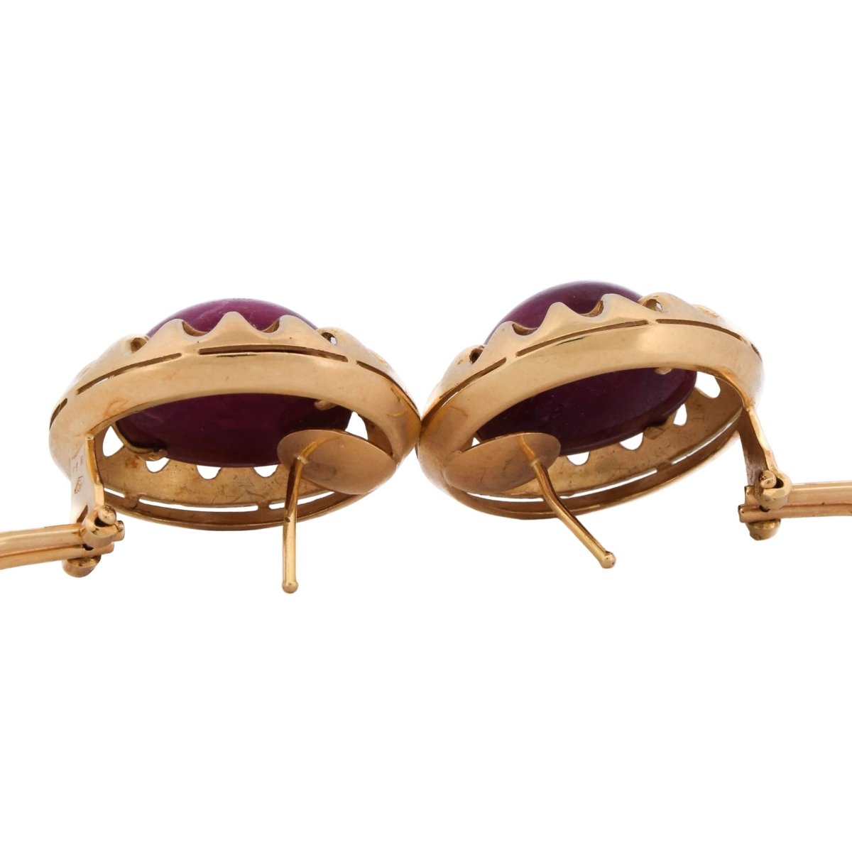 Boucles d'oreilles Clips en or jaune et rubis - Castafiore