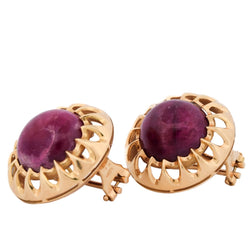 Boucles d'oreilles Clips en or jaune et rubis - Castafiore