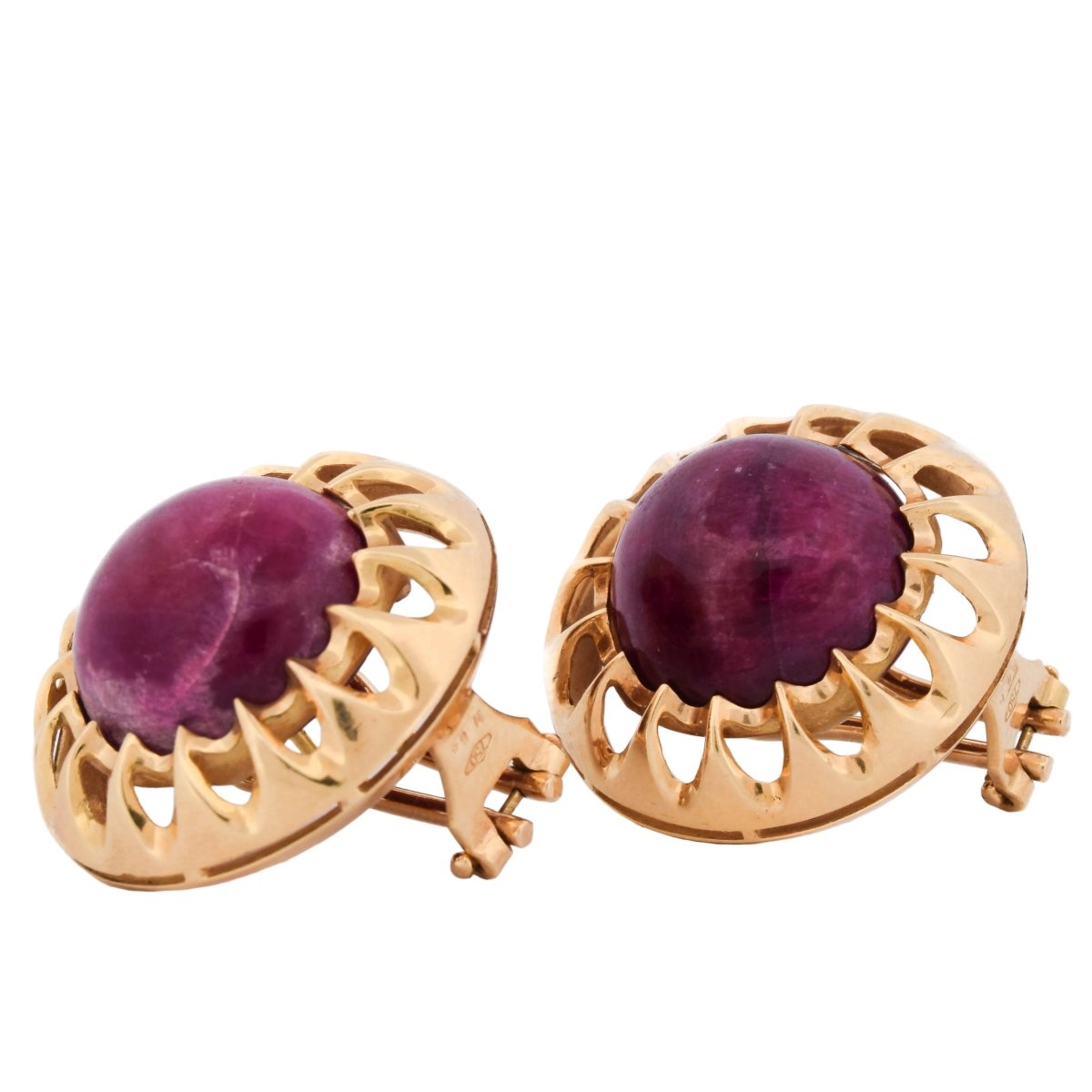 Boucles d'oreilles Clips en or jaune et rubis - Castafiore