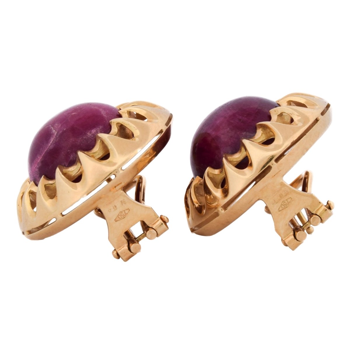 Boucles d'oreilles Clips en or jaune et rubis - Castafiore