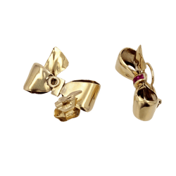 Boucles d'oreilles Clips en or jaune et rubis - Castafiore