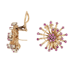 Boucles d'oreilles Clips en or jaune et rubis - Castafiore