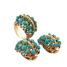 Boucles d'oreilles Clips en or jaune et turquoise - Castafiore