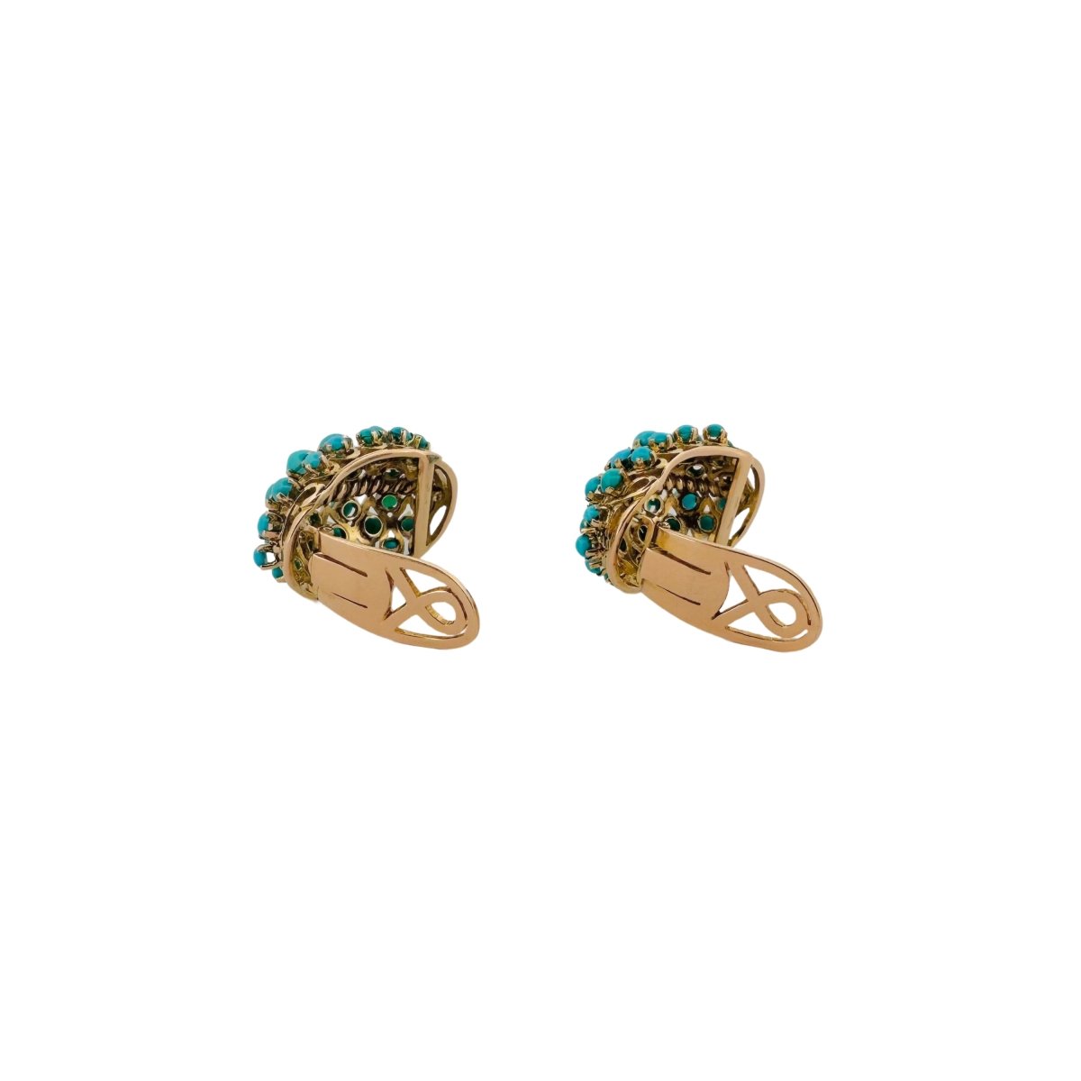 Boucles d'oreilles Clips en or jaune et turquoise - Castafiore