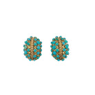 Boucles d'oreilles Clips en or jaune et turquoise - Castafiore