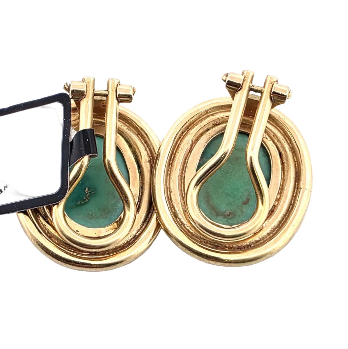 Boucles d'oreilles Clips en or jaune et turquoises - Castafiore