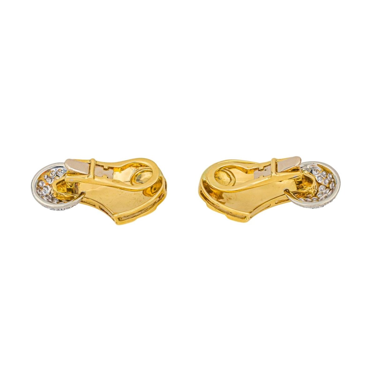 Boucles d'oreilles Clips en or jaune, or blanc et diamants - Castafiore