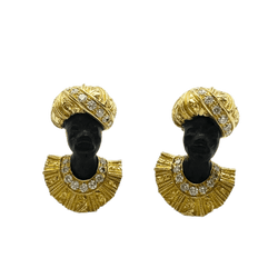 Boucles d'oreilles Clips en or jaune, or blanc et diamants - Castafiore