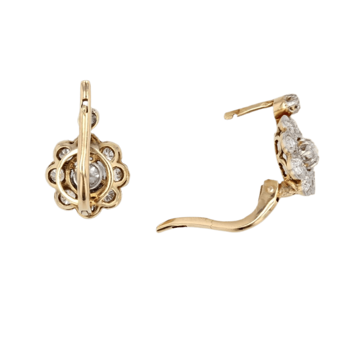 Boucles d'oreilles Clips en or jaune, platine et diamants - Castafiore