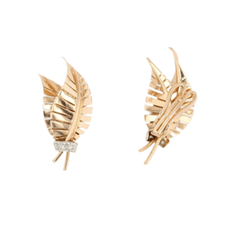 Boucles d'oreilles Clips en or jaune, platine et diamants - Castafiore