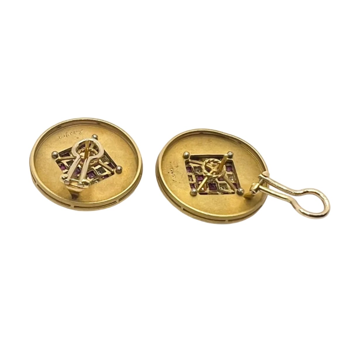 Boucles d'oreilles Clips en or jaune, rubis et diamants - Castafiore