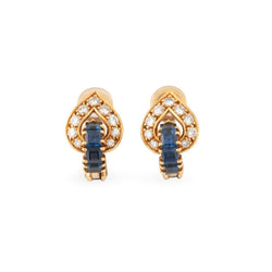 Boucles d'oreilles Clips en or jaune, saphirs et diamants - Castafiore