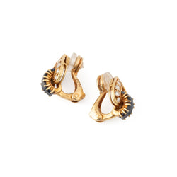 Boucles d'oreilles Clips en or jaune, saphirs et diamants - Castafiore